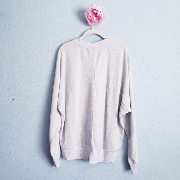 Zella Carey Crewneck High/Low Sweatshirt In Heathered White - Picture 8 of 8